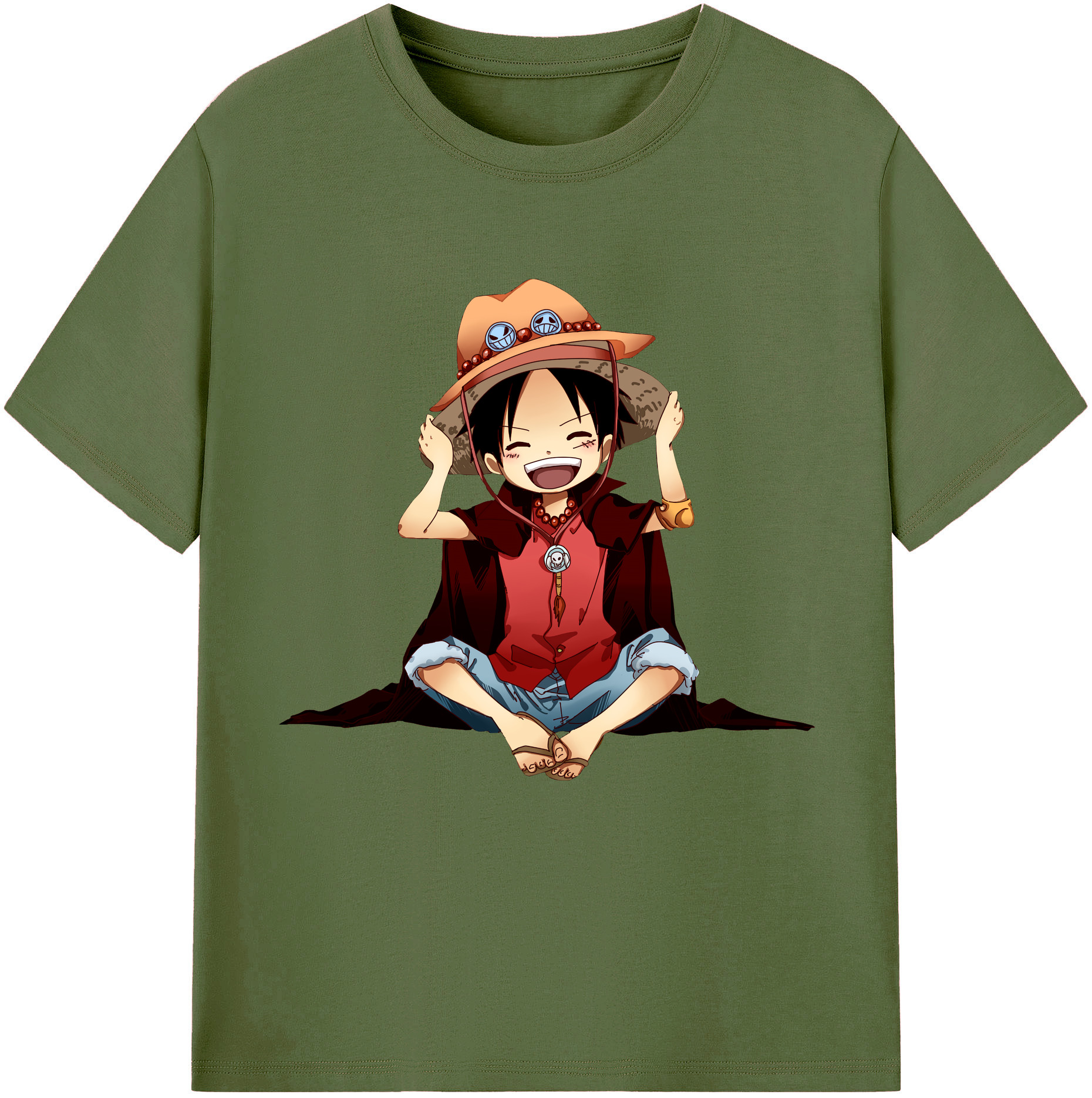 ワンピース モンキー・D・ルフィ ONE PIECE Monkey D. Luffy 綿100％半袖Tシャツ（フロントプリント）